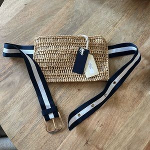 NWT Woven Belt Bag- Natural/Navy